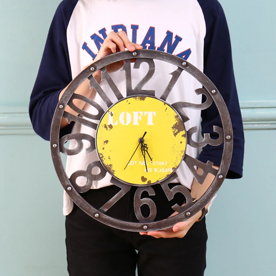 Металлические креативные настенные часы бесшумные винтажные современные