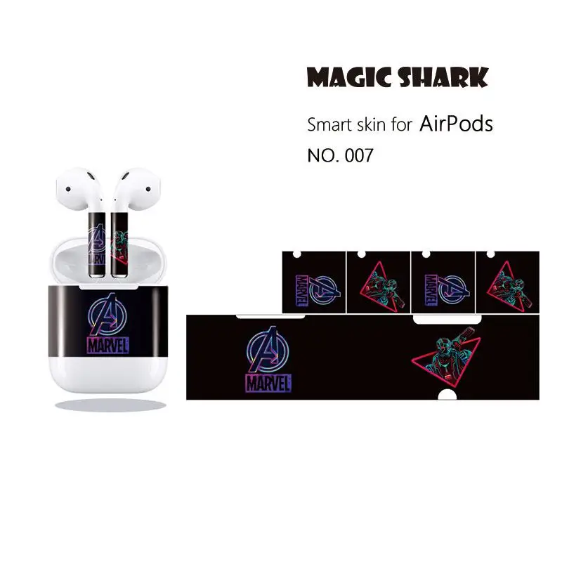 Водонепроницаемая ПВХ пленка Magic Shark Super Hero чехол для Apple Airpods 001 010|Наклейки