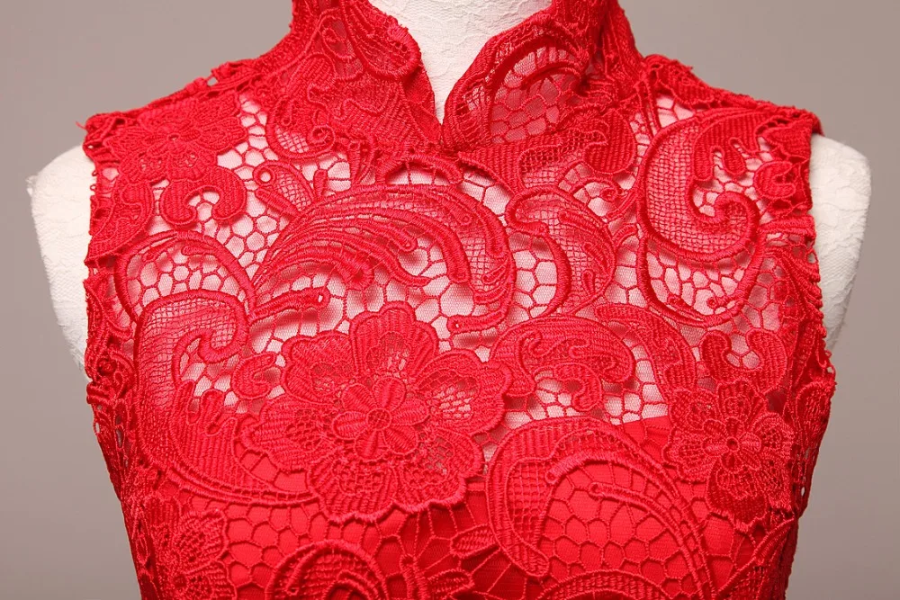 Реальный образец красное сделанное на заказ кружевное роскошное новый стиль