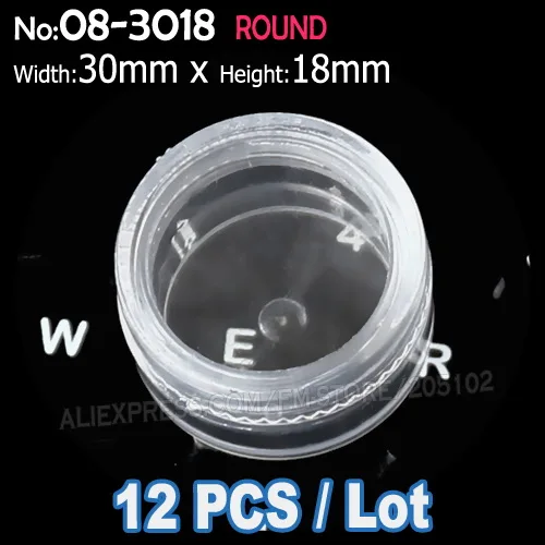 30x18mm 12pcs Прозрачная Круглая Коробка разных размеров, пластиковый чехол для органайзера, инструмент для рукоделия, аксессуары для украшения ногтей, бусины, камни, контейнер для рукоделия, хранение - Цвет: 30x18mm 12pcs
