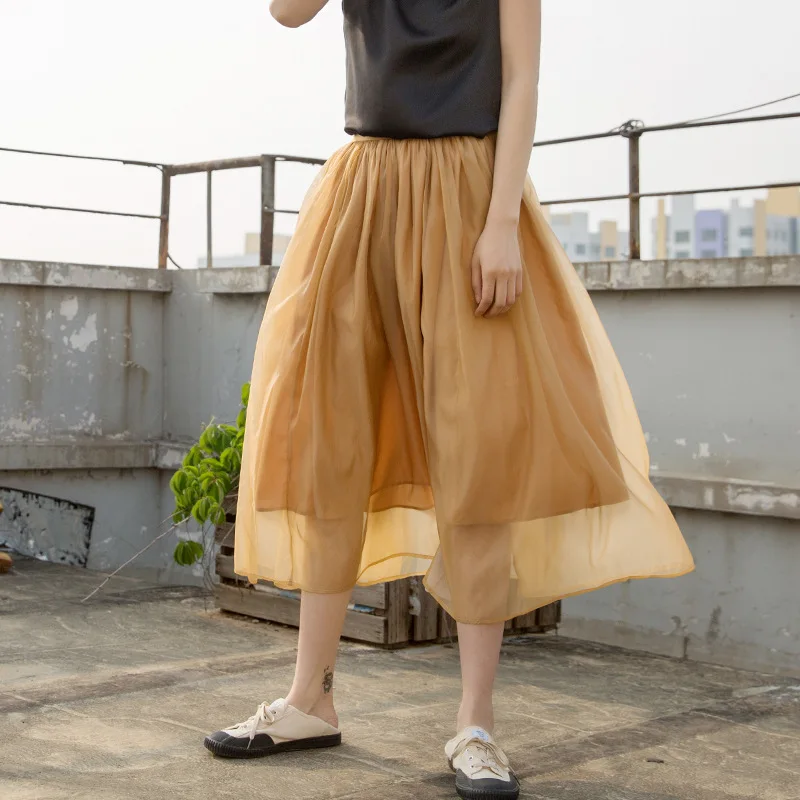 Женская юбка с эластичной резинкой на талии свободная повседневная вырезами для