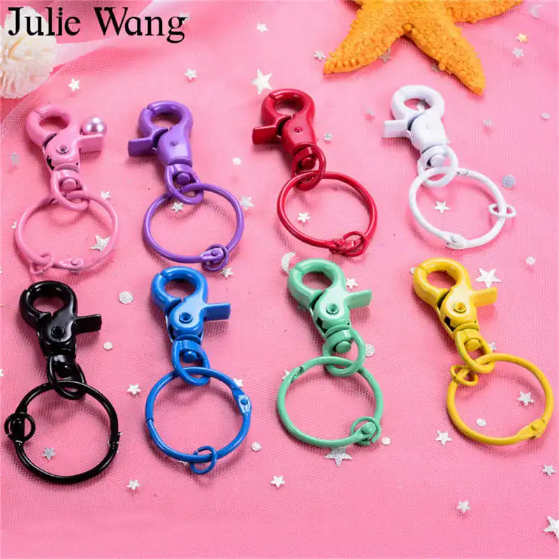 Julie Wang 5 шт. многоцветный круглый брелок для ключей кольцо брелки пряжка с
