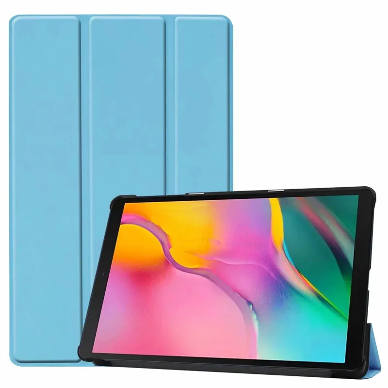 Sky Blue Ультра Тонкий Магнитный смарт-чехол с откидной подставкой для samsung Galaxy Tab A 10,1 SM-T510 SM-T515 T510 T515 чехол для планшета+ пленка+ стилус - Цвет: Sky Blue