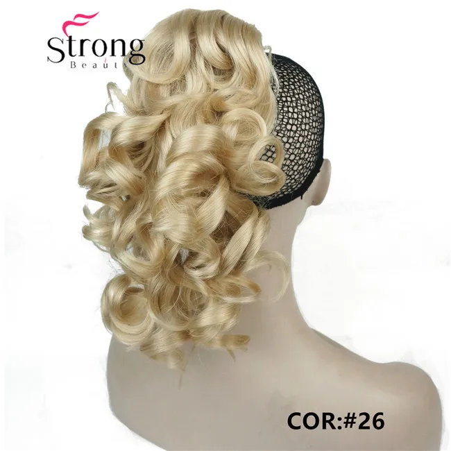 StrongBeauty, 12 дюймов, кудрявые синтетические накладные волосы на заколках в виде когтей, конский хвост, синтетические накладные волосы, 125 г, с зажимом для челюсти/когтей - Цвет: #26