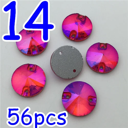 14mm Rivoli 56pcs Блестящие Lt Siam красные из цветного стекла кристалл для нашивки каменные капельки слез с плоской основой Rivoli Navette овальные Tri-angle космические швейные стразы - Цвет: 14mm Rivoli 56pcs