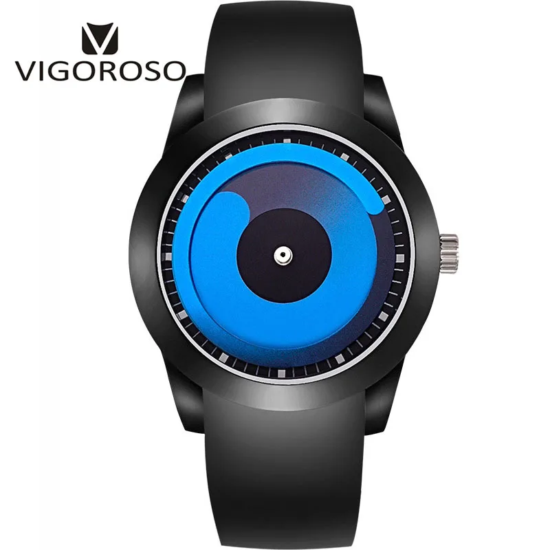 Black and Blue Модные брендовые наручные часы VIGOROSO крутые креативные Дизайнерские мужские и женские кварцевые наручные часы мужские Relogio Masculino Ceasuri Hodinky - Цвет: Black and Blue