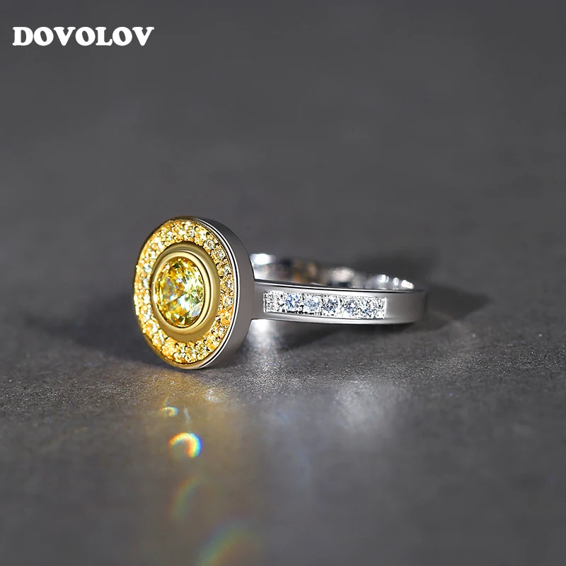 Dovolov роскошные шампанское ЧР кольца для Для женщин Круглый обручальные с камнями
