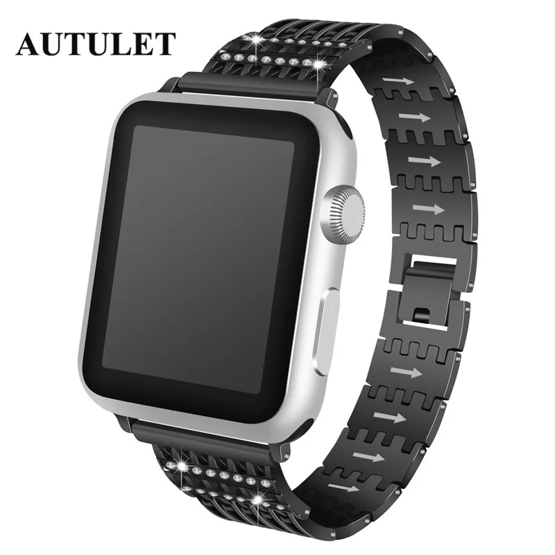 Apple watch из нержавеющей стали группа ремни женские 38 мм 42 мм/Bling Ремешок для apple