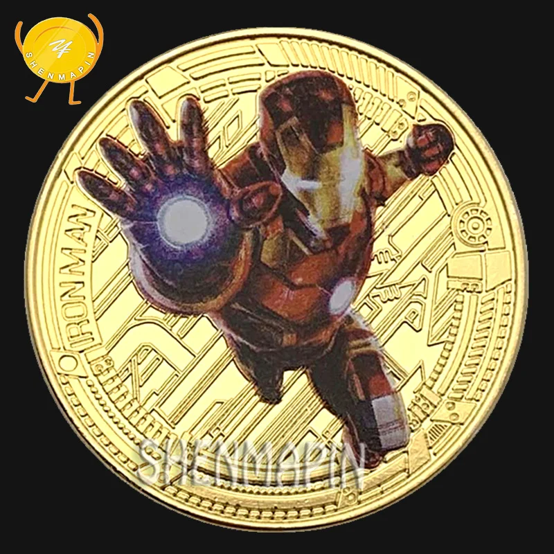 Железный человек памятная монета Мстители Marvel фильм коллекционные монеты Детский мультфильм анимационная игрушка подарок на день рождения супер герой