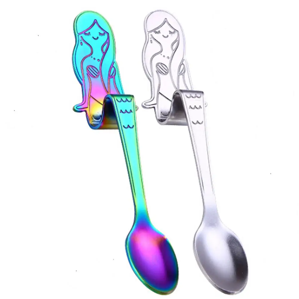 1 шт. креативная кофейная ложка из нержавеющей стали красочные серебряные ложки с