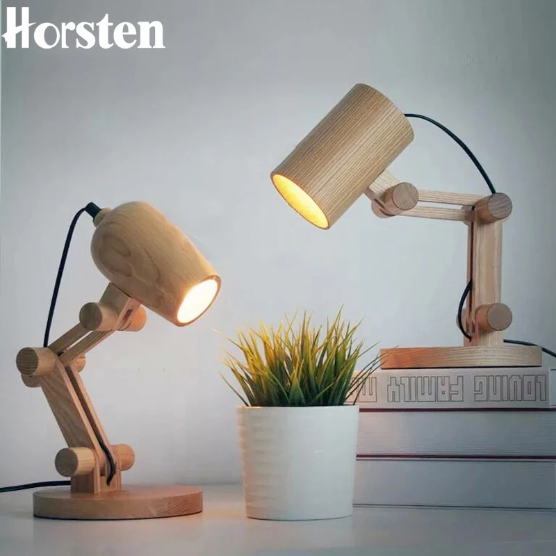 Деревянный Настольный светильник Horsten для гостиной спальни 110 240 В|wood table lamp|design