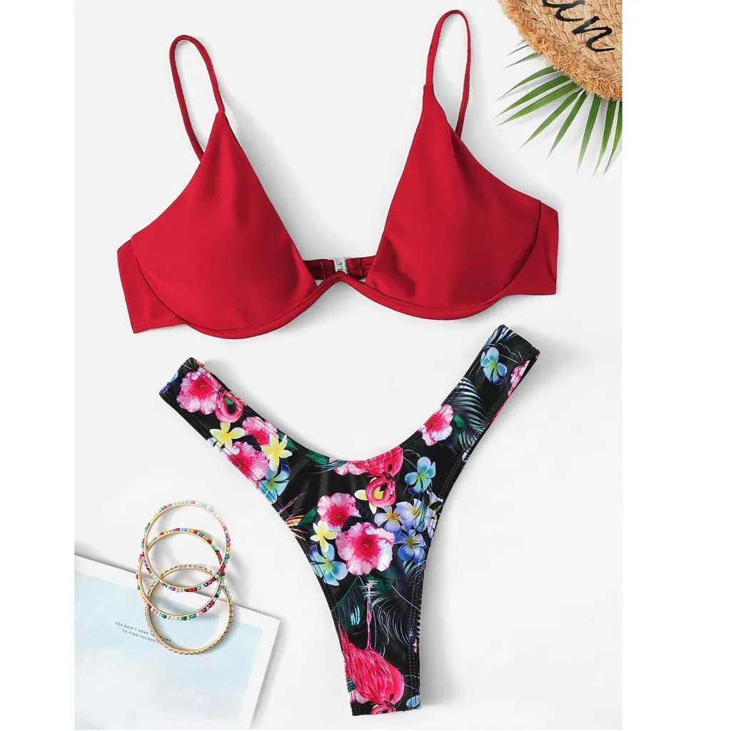 Бикини 2020 женский купальник с принтом бюстгальтер пуш ап подкладкой пляжный