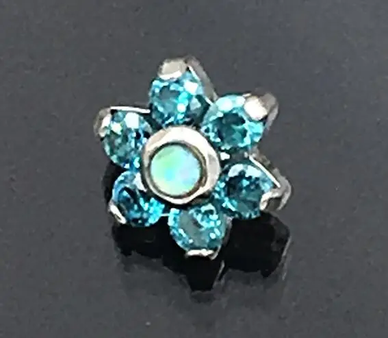 Light Blue 1 шт. G23 Титан и опал драгоценный камень Микро Кожный Якорь Топ Кожа дайвер поверхность пирсинг скрывает верхние измерительные приборы ювелирное изделие для тела - Окраска металла: Light Blue