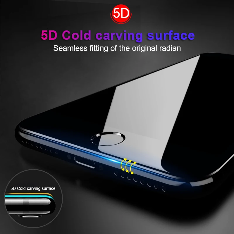 Защитное стекло HUKU 5D с полным покрытием экрана для iPhone 7 6 6S 8 Plus X Xs Max XR 11 Pro