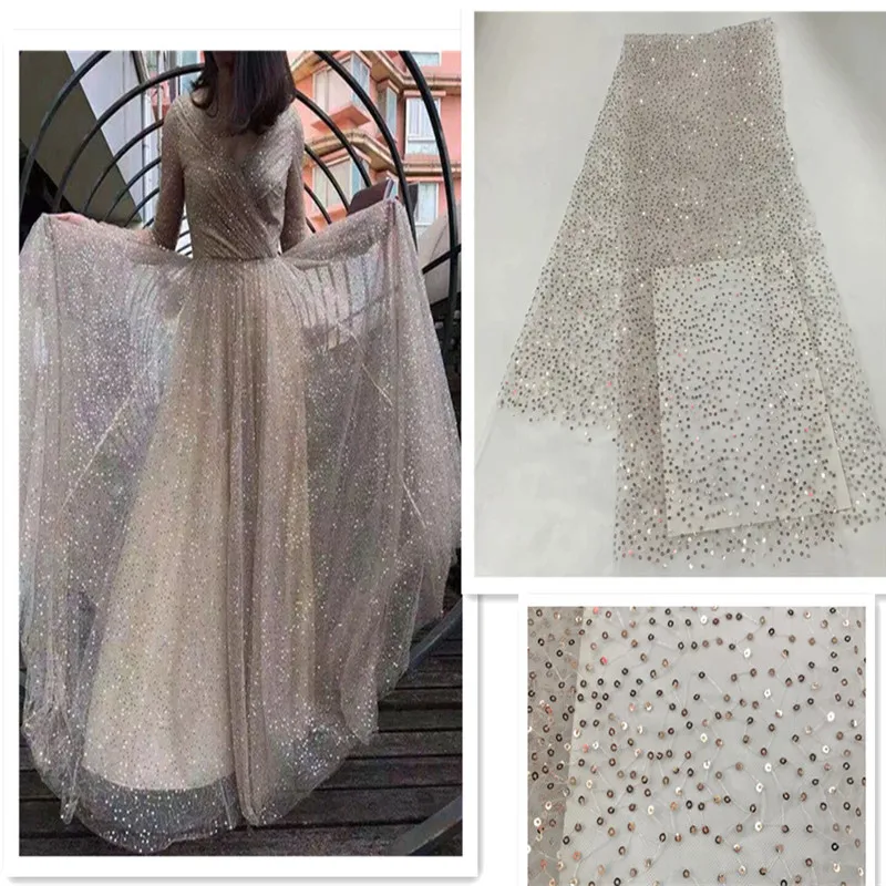 Новинка Золотая африканская кружевная ткань с вышивкой нигерийский гипюр для