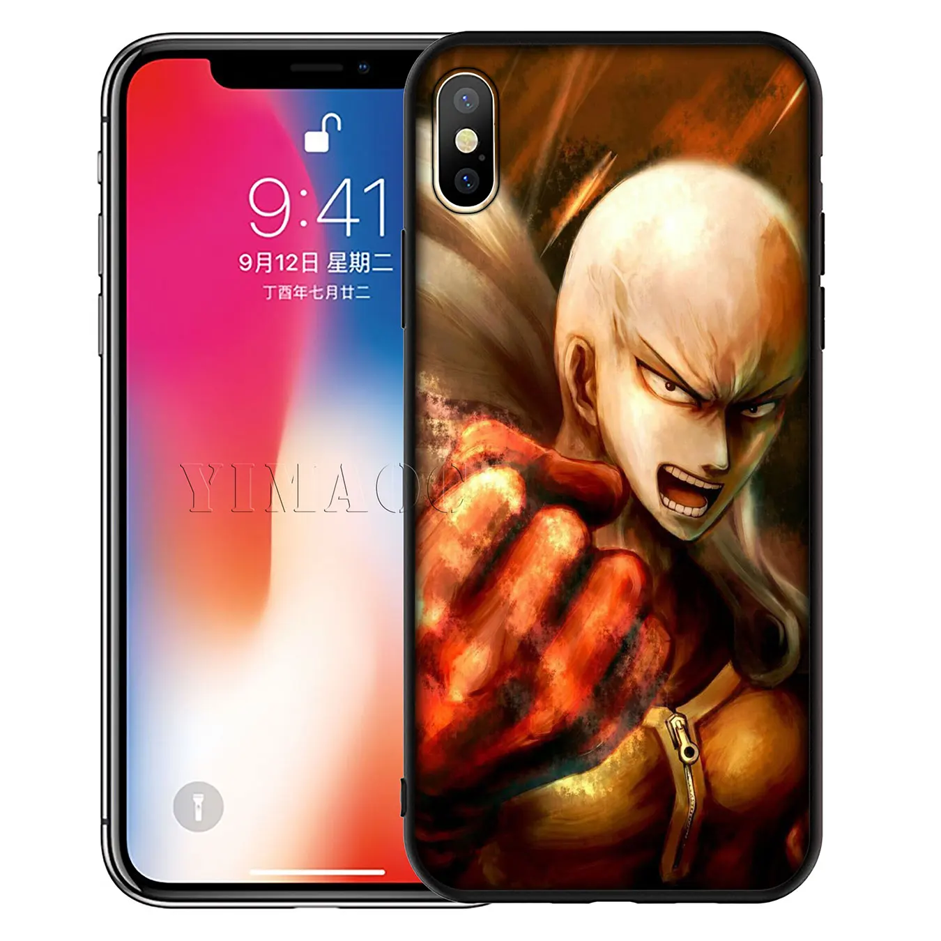 Мягкий силиконовый чехол YIMAOC ONE PUNCH MAN для iPhone XR X XS Max 6 6S 7 8 Plus 5 5S SE черный из ТПУ |