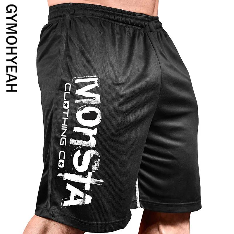 

Brand Shorts Mens Bodybuilding Fast Dry Boardshorts Joggers Knee Length Sweatpants Summer Male Gyms Fitness Workout Beach Short