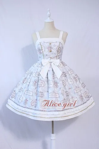 Carol Card~ Готическая Лолита JSK платье без рукавов вечернее платье Alice Girl~ Ограниченное количество - Color: Gray
