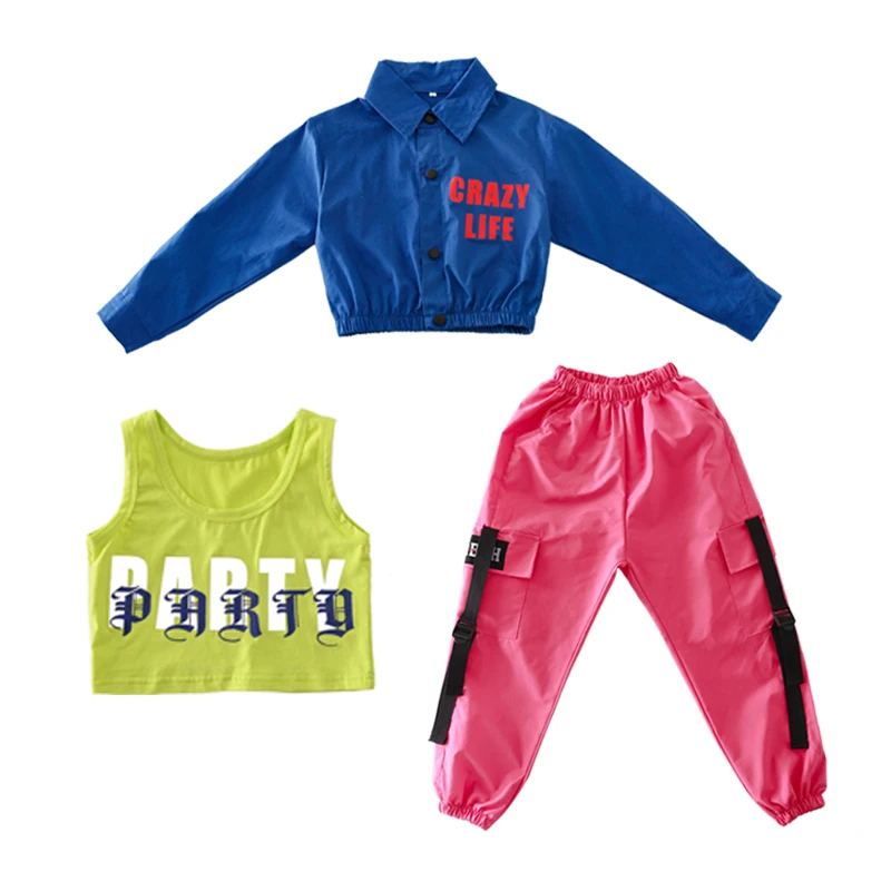 Kids Hip Hop Clothing Outfits for Girls Jacket Crop Tank Tops Shirt Jogger pants Jazz Dance Costume Ballroom Dancing Streetwear |
