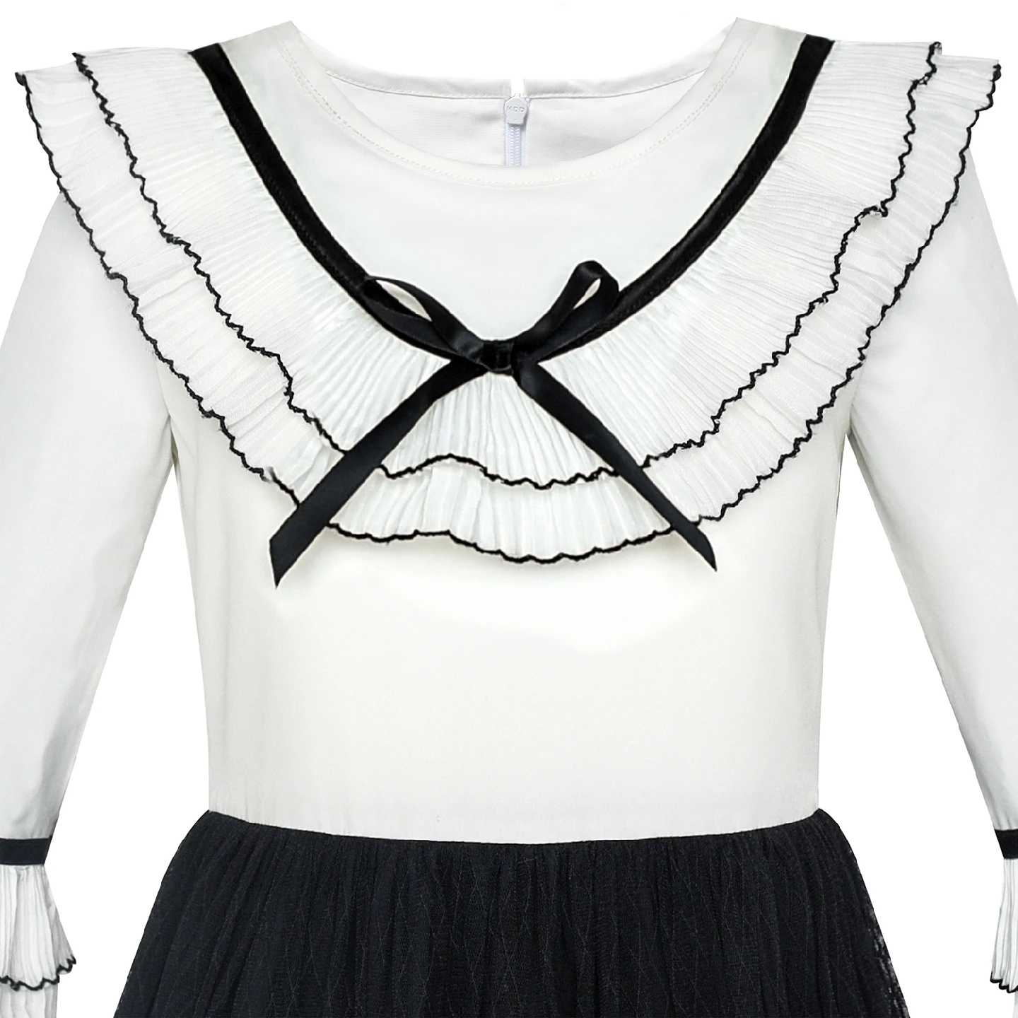 Girls Dress Chiffon Elbow-length Sleeve Black White 2020 Summer Princess Wedding Party Dresses Children Clothes Pageant Sundress | Детская