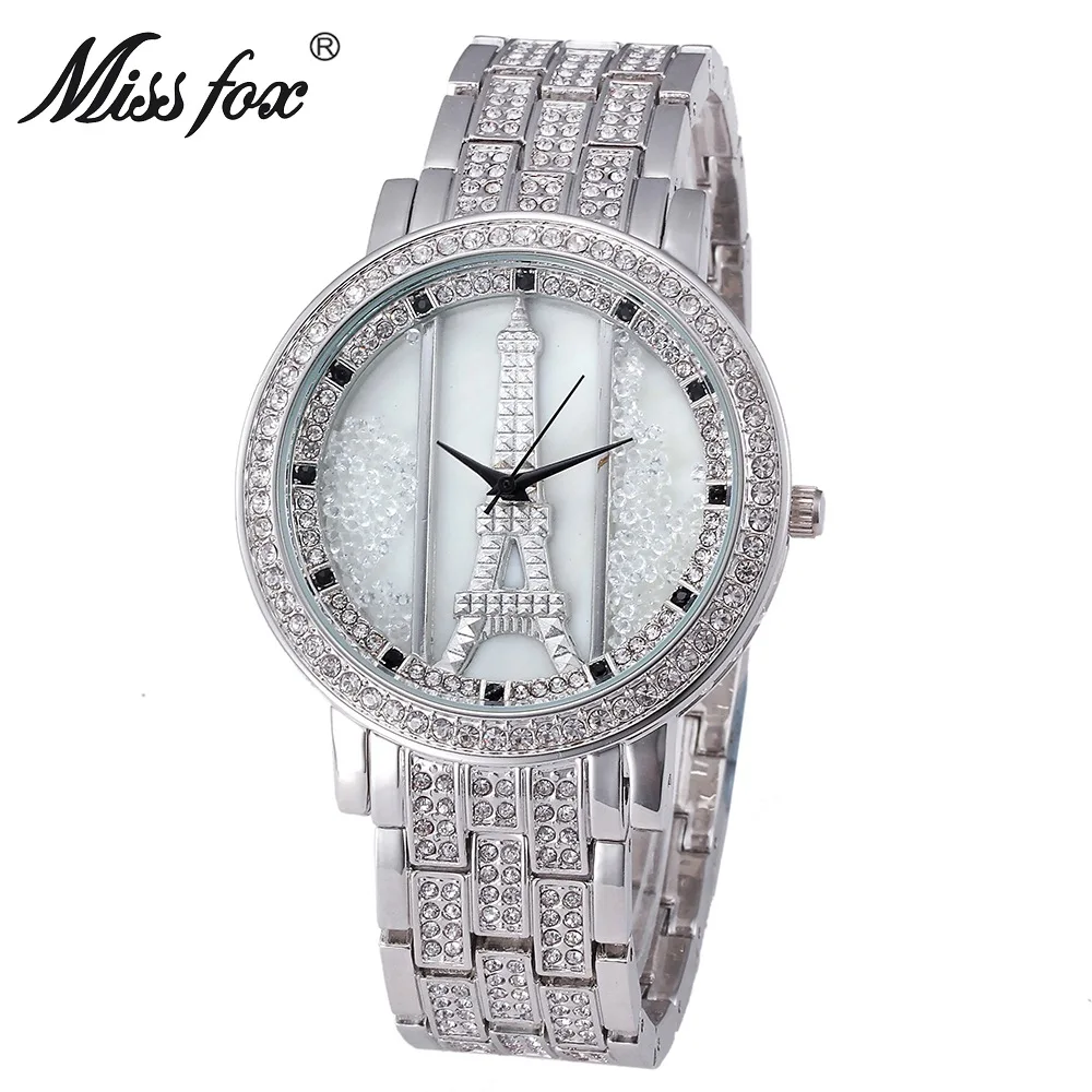 Miss Fox брендовые Роскошные модные часы с изображением Эйфелевой башни