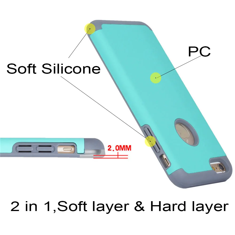 2 in 1 Shockproof Case Cover for Apple iPhone 6 6s 7 plus 6+ 6s+ Rubber Protection Heavy Duty Anti Fall Back |
