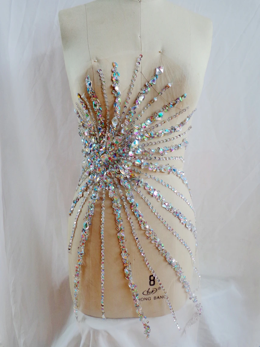 Прозрачные стразы A93 для шитья ручной работы 72 х41 см|sew on rhinestone applique|sew crystal patchessew