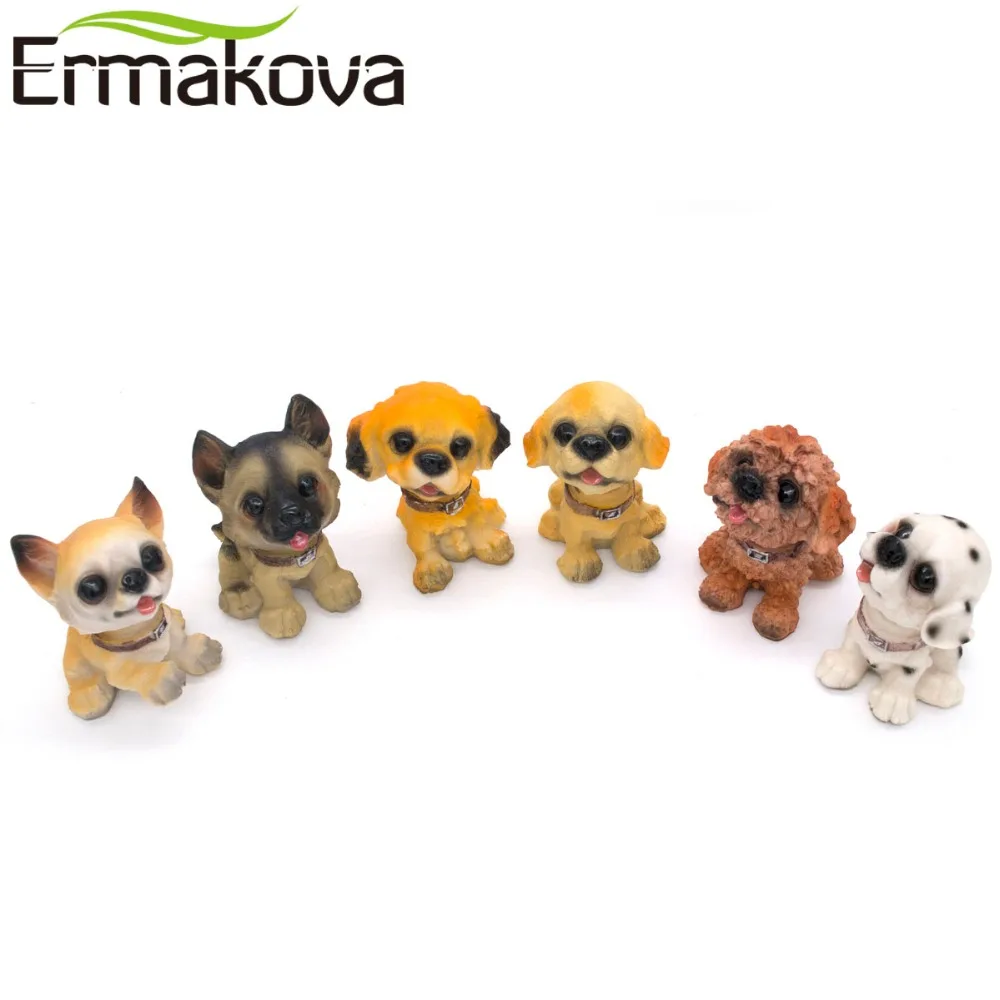 ERMAKOVA 6 шт./компл. Смола собака поплавок статуя щенок кивающая кукла встряхивание