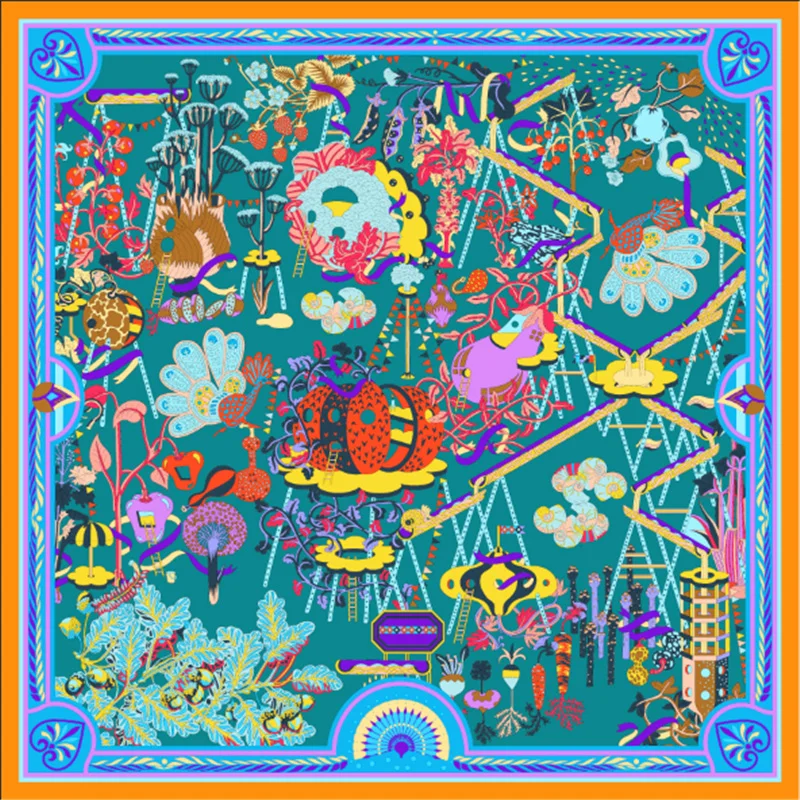 100% шелковый саржевый шарф квадратная шаль бесконечности женские шарфы с