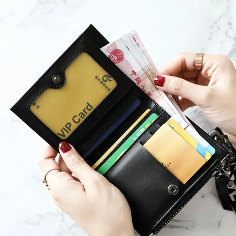 Модная женская кожаная мини-кошелек с голограммой для девочек короткий кошелек