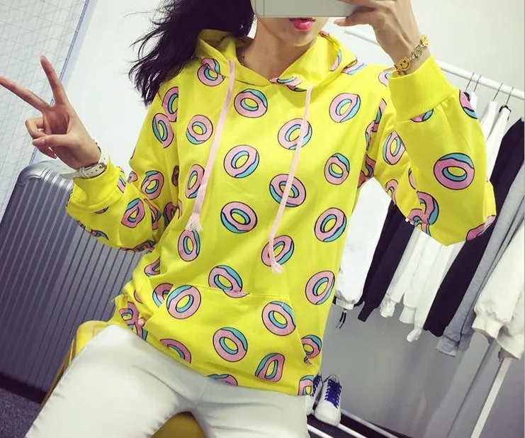 

Spring autumn fashion donuts printing hoodies for men women kpop got7 mark just right bangtan boys same sweatshirt