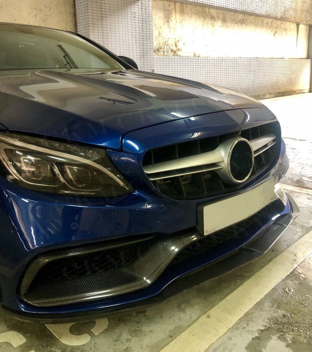 C Класс углеродного волокна передний бампер Средний спойлер Canards для Mercedes Benz W205 C63 AMG S C180 C200 C260 седан 15-17 3 шт