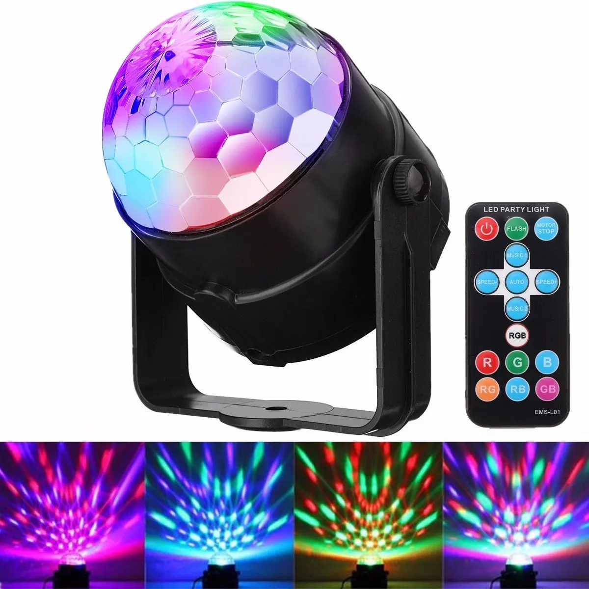 Звуковая активация стробоскоп 7 цветов Изменение цвета RGB 15 клавиш пульт