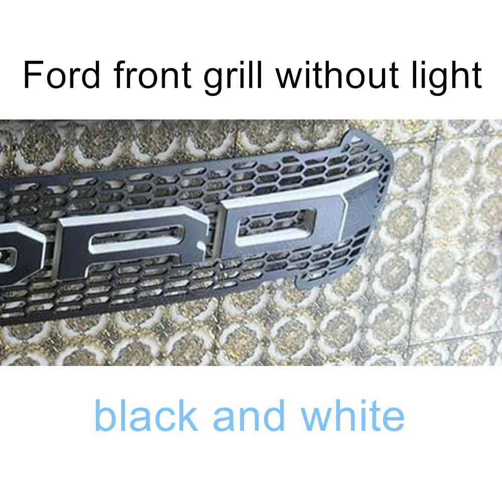 balck white no light Для Ford ranger T7- ABS решетка светодиодный Передняя решетка окружает отделка с или без светильник 4 цвета доступны высокое качество - Цвет: balck white no light
