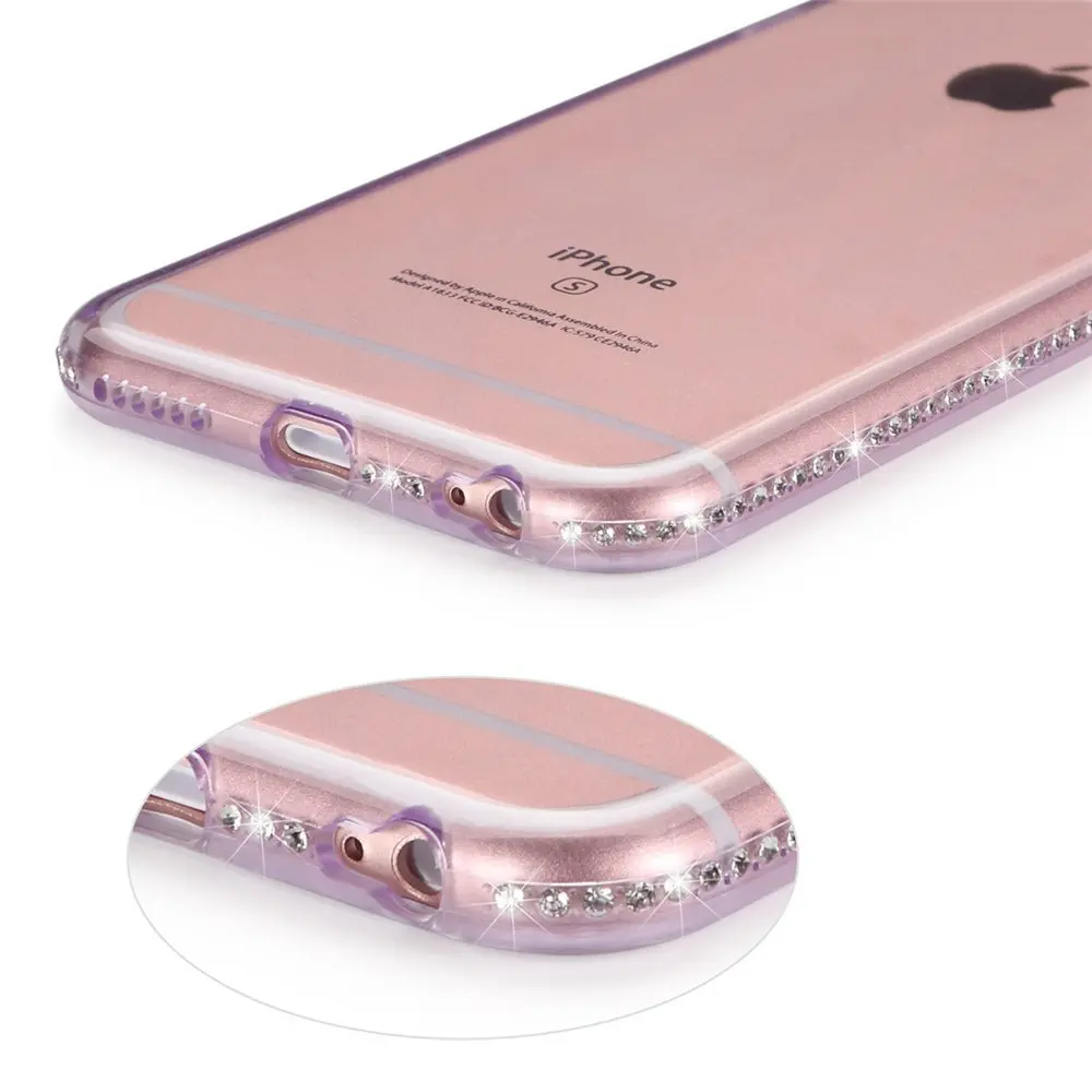 Чехол Portefeuille для Iphone 6 S прозрачная защитная задняя крышка блестящая оправа со