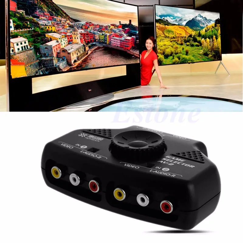 2-полосный аудио-видео AV RCA Селекторный переключатель разветвитель 3RCA кабель для