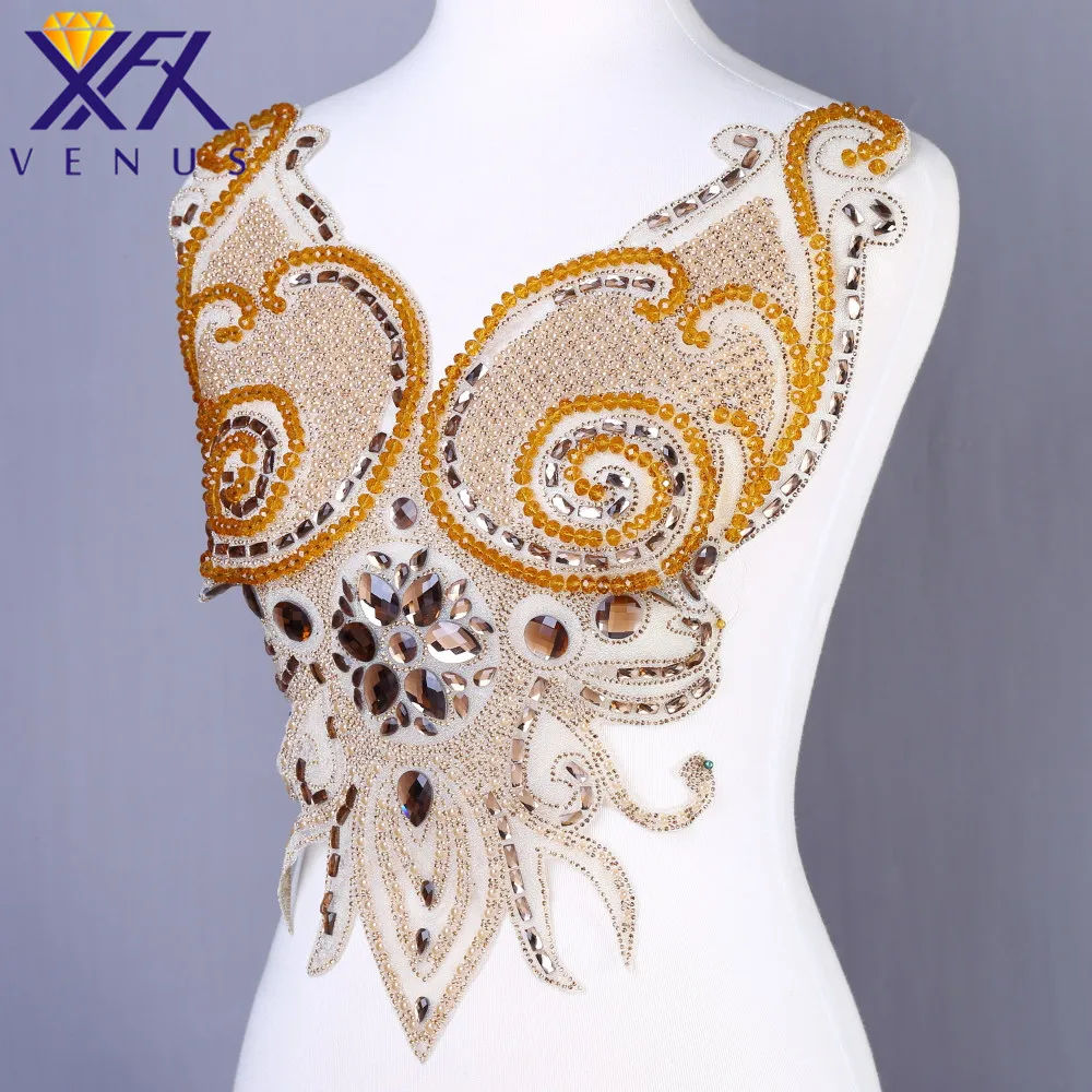 XFX VENUS 5 шт. блестящее платье ручной работы Стразы с вышивкой аппликация лифа для