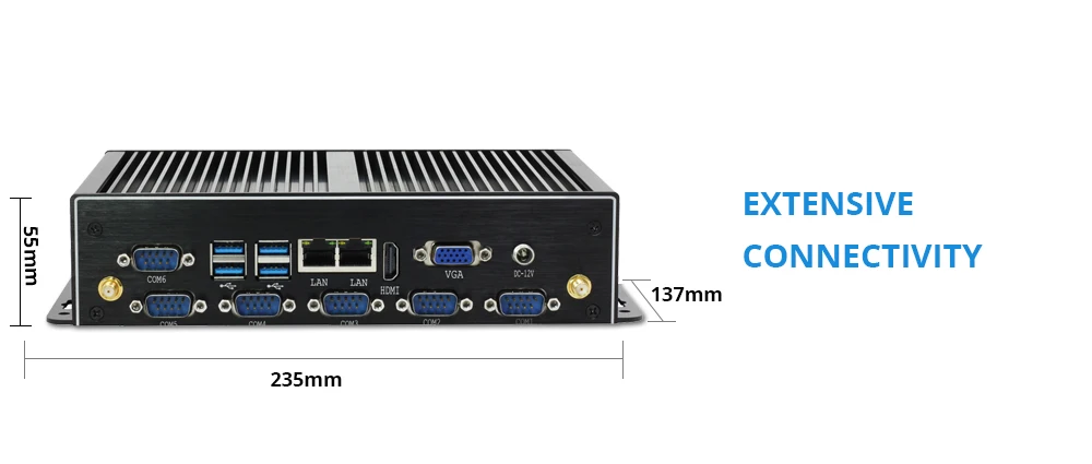 Безвентиляторный Intel Core i7-4500U Мини ПК Windows Dual Gigabit Ethernet WiFi 6* RS232/485 8* USB HDMI VGA 4G LTE промышленный микро ПК