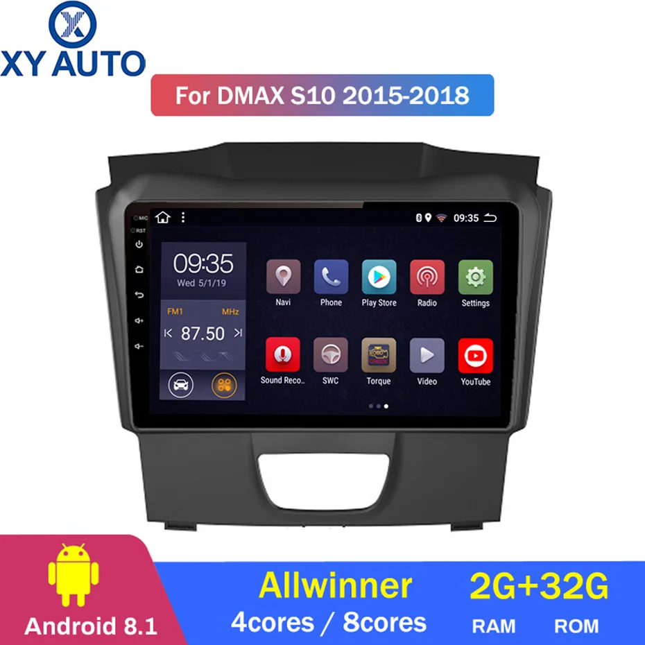 9 дюймов 2.5D IPS HD Мульти сенсорный экран Android8.1 2G RAM 32G ROM NAVI для Isuzu DMAX S10 2015 2018 с Bluetooth USB