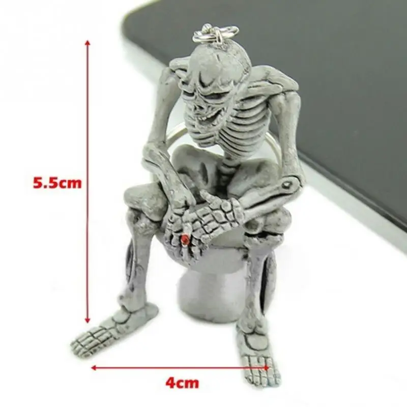 1 шт. модный креативный брелок для ключей с резиновыми черепами в туалете подарок