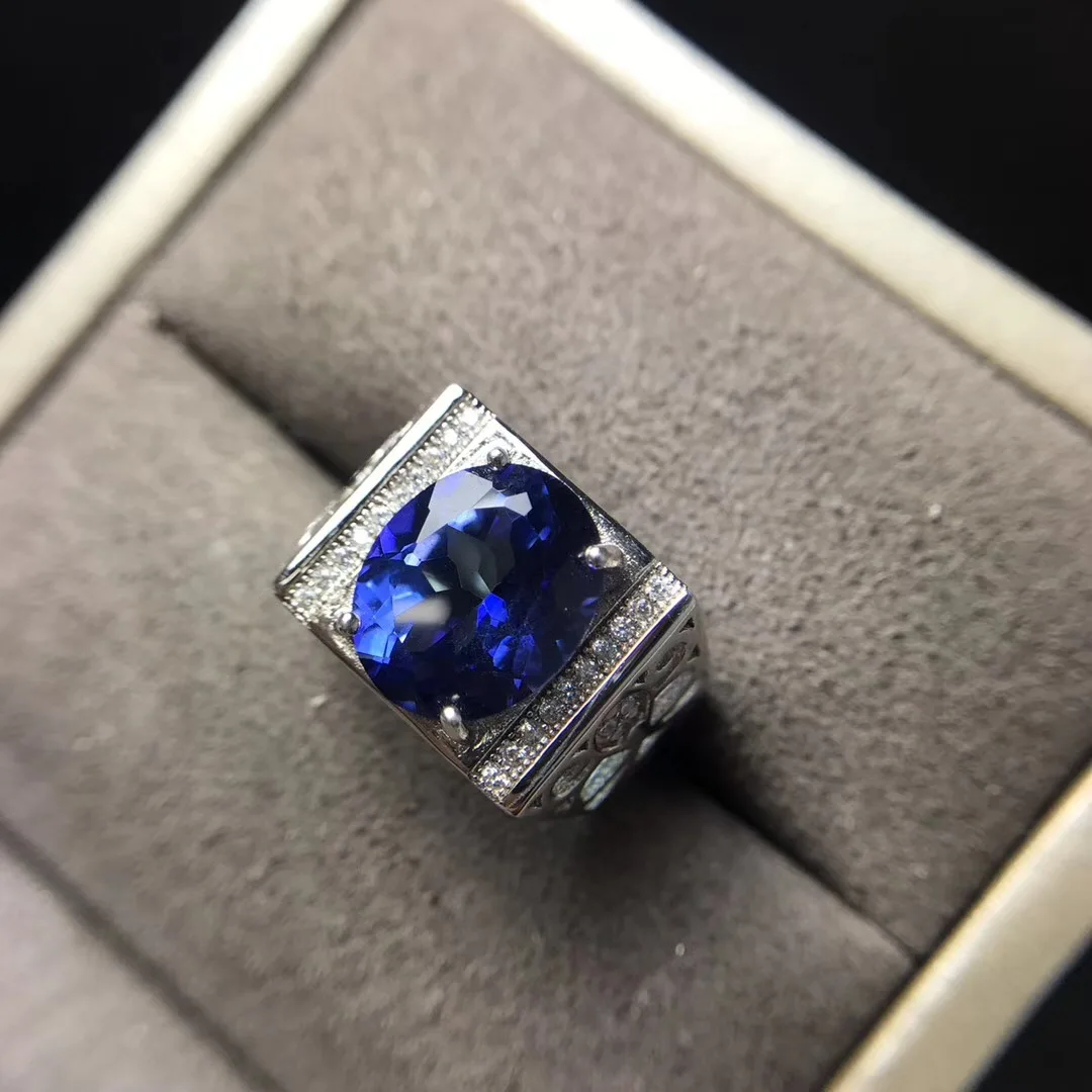Мигающее кольцо с голубым топазом океана gemstome для сильных мужчин, мускулистое мощное кольцо, 925 пробы кольцо с натуральным камнем, большой размер, подарок на день рождения