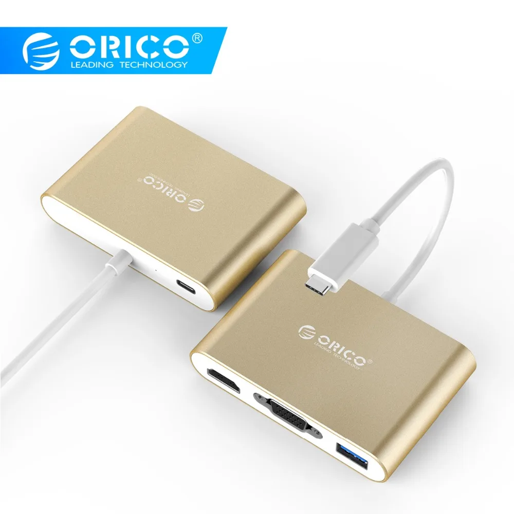 ORICO USB C концентратор для ноутбука PD функция зарядки алюминиевый Олли тип-c к HDMI/VGA/USB3.0/RJ45/SD TF кардридер 7 моделей серебро