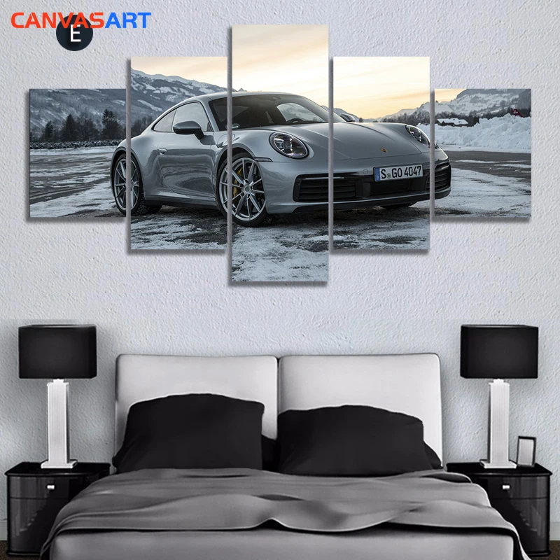 Холст искусство 5 шт. HD фотографии роскошный спортивный автомобиль 911 Carrera 4S холст картины для дома Декоративные Настенные рисунки для гостиной
