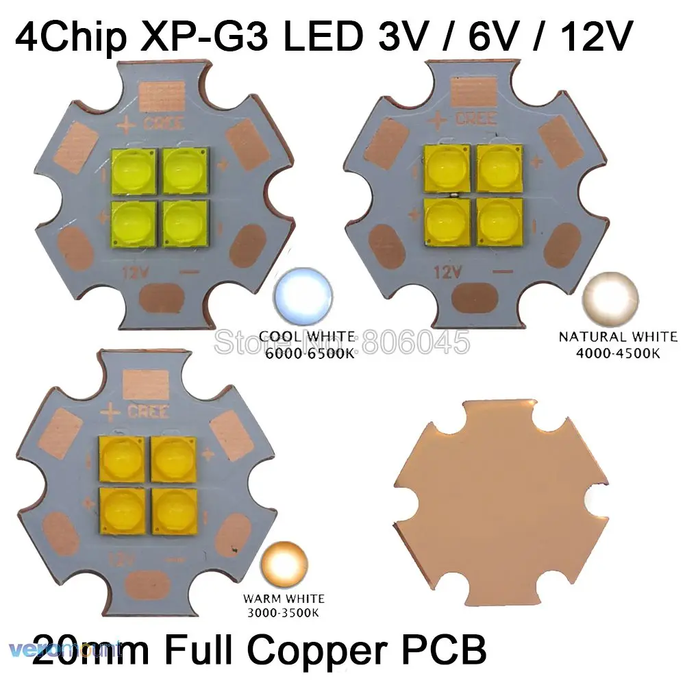 Cree XPG3 XP G3 3 в 6 12 В 4 чипа 24 Вт светодиодный излучатель высокой мощности холодный