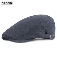 siloqin autumn winter middle old aged mens cotton berets adjustable solid color tongue cap wild trend casual travel dads hat