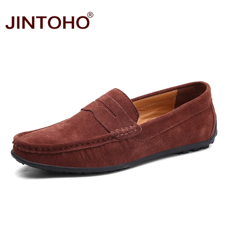 JINTOHO/модная мужская повседневная обувь из кожи и замши; Брендовые мужские водонепроницаемые мокасины; кожаные лоферы без застежки; летние мужские туфли на плоской подошве; коллекция года; Мокасины - Цвет: an zong