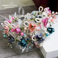 bohemian beach style handmade pinkblue flower wreath headband floral bridal bridalmaid crown photography hair accessories