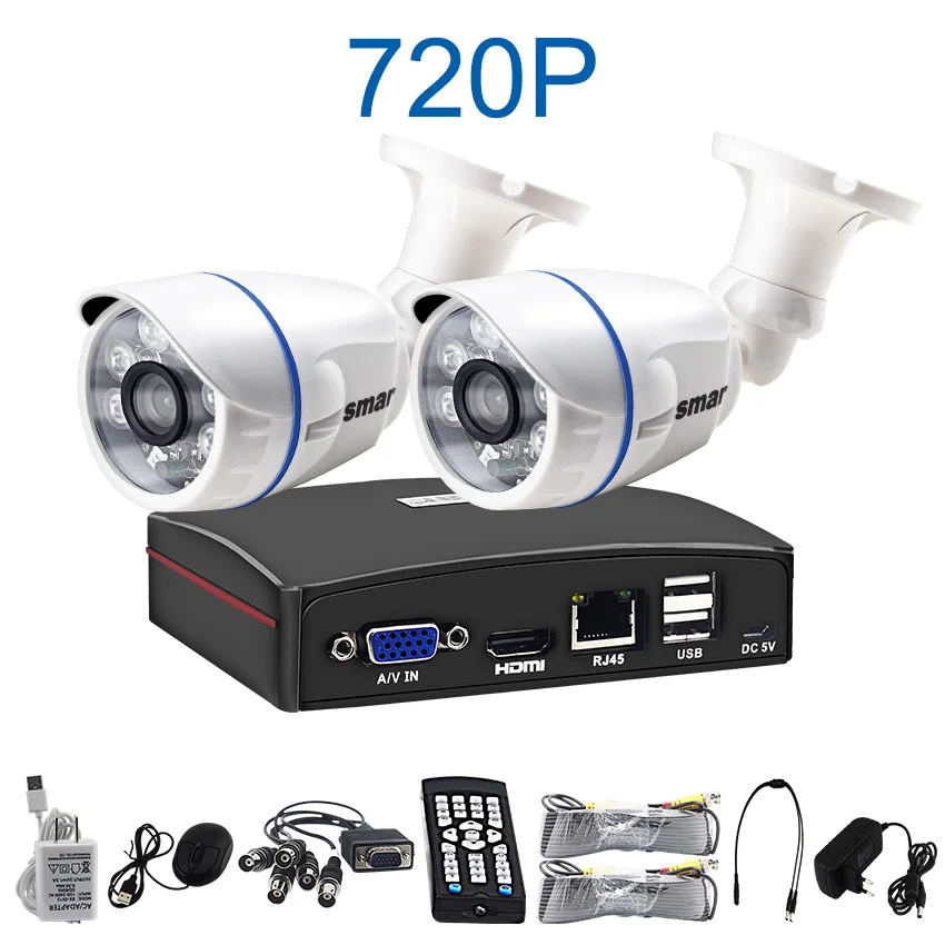 Sm4ch 1080N 5 в 1 AHD DVR комплект CCTV система 2 шт 720 P/1080 P AHD камера для помещений и улицы день и ночь камера безопасности комплект P2P бесплатно - Цвет: Черный