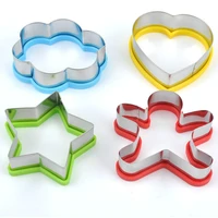 4pcsset biscuits mold christmas cookie cutter stainless steel silicone cookie cutters set ginger man stamp cookies