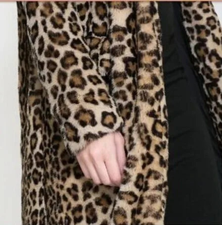 Женское меховое пальто из искусственного меха manteau femme hiver Leopard 2018 зимнее длинное